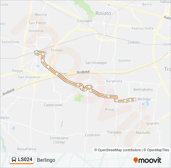 Percorso linea bus LS024