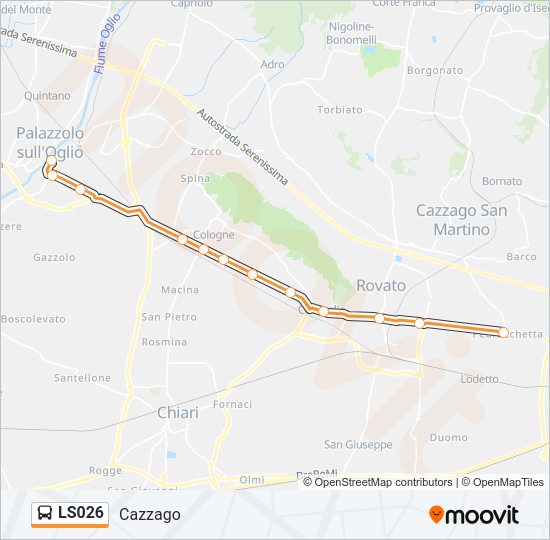 Percorso linea bus LS026