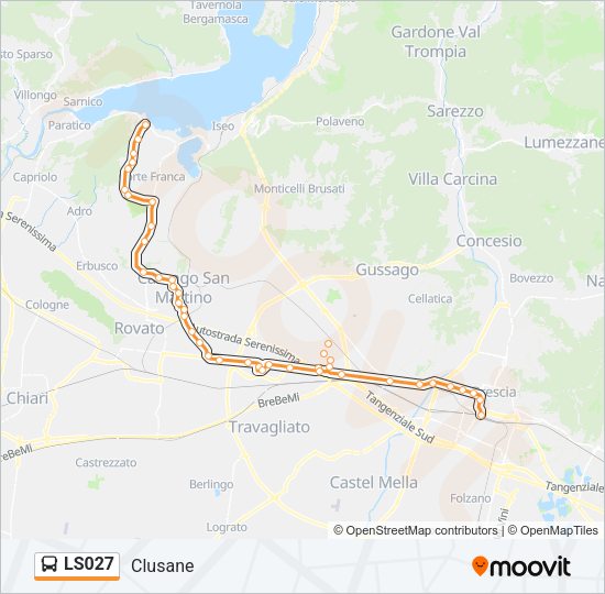 Percorso linea bus LS027