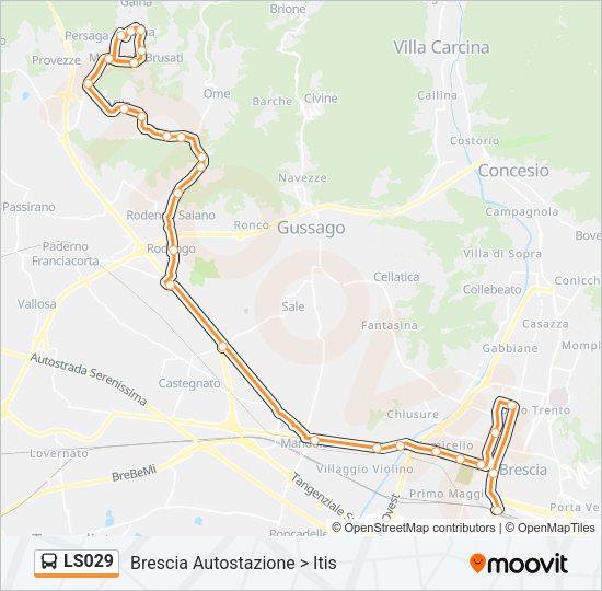 Percorso linea bus LS029