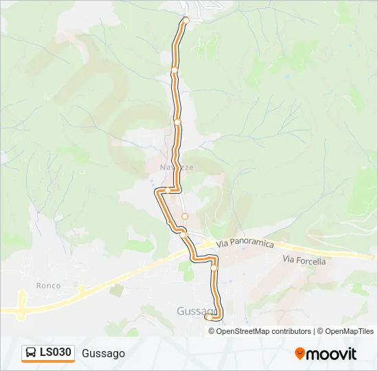 Percorso linea bus LS030