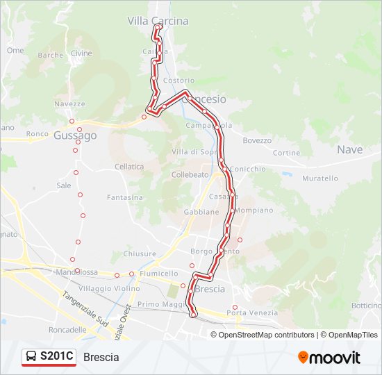 Percorso linea bus S201C