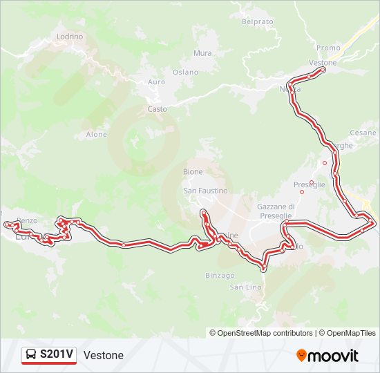 Percorso linea bus S201V