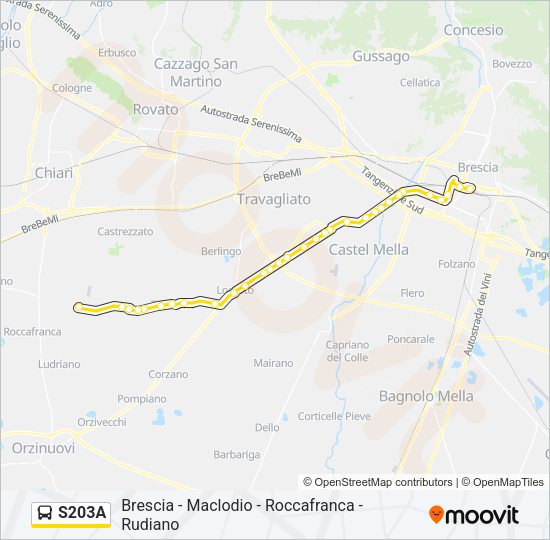 Percorso linea bus S203A