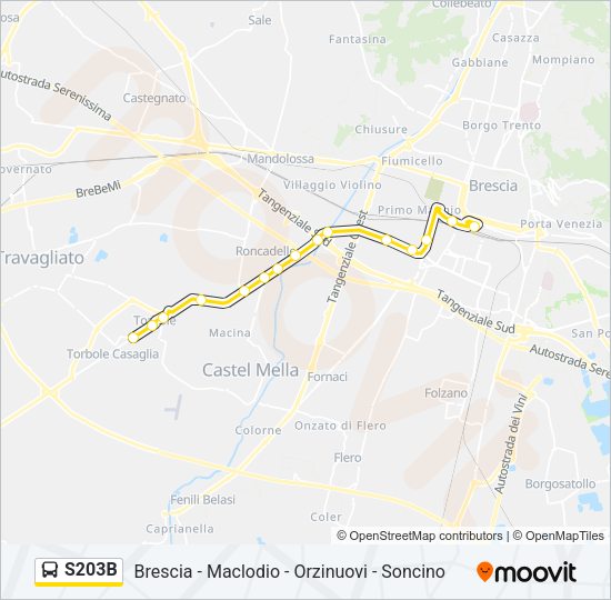 Percorso linea bus S203B