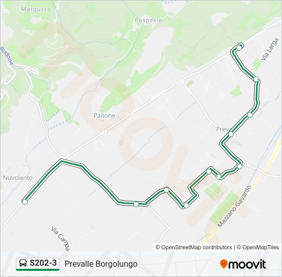 Percorso linea bus S202-3