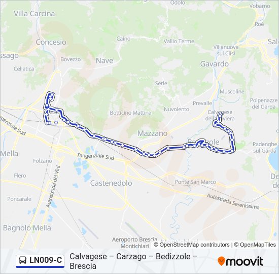 Percorso linea bus LN009-C