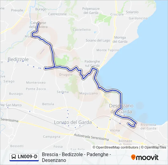Percorso linea bus LN009-D