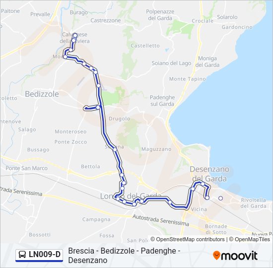 Percorso linea bus LN009-D
