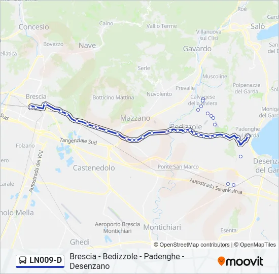 Percorso linea bus LN009-D