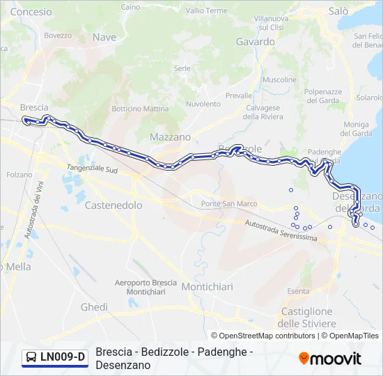 Percorso linea bus LN009-D