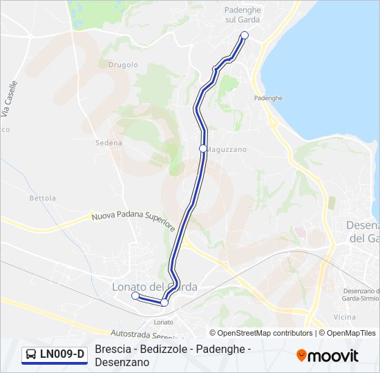 Percorso linea bus LN009-D
