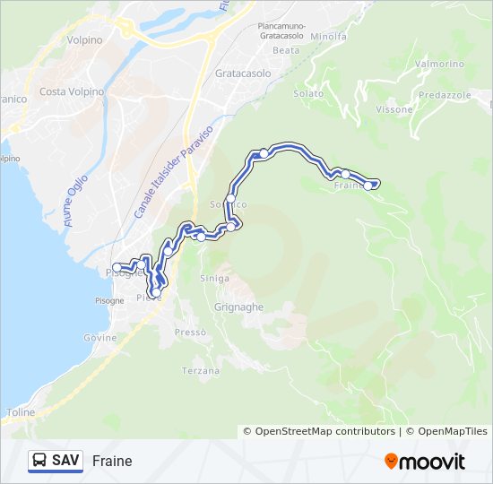 Percorso linea bus SAV