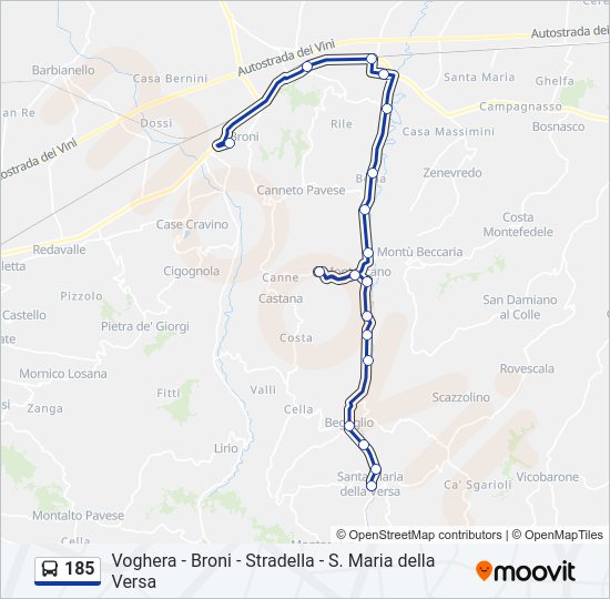 Percorso linea bus 185