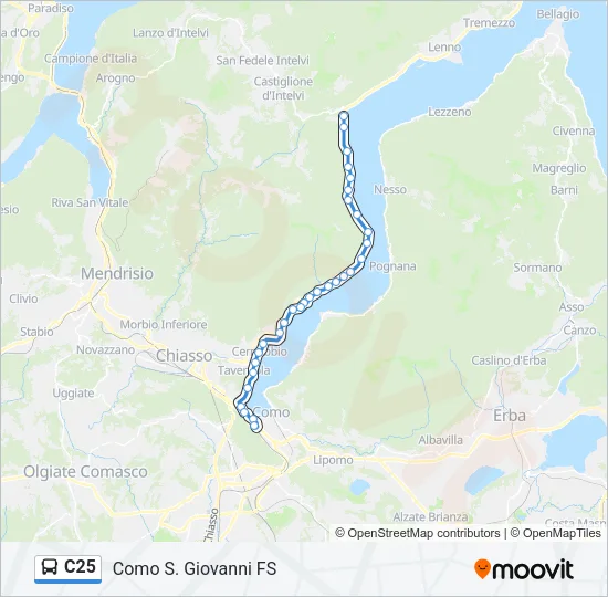 C25 Bus Line Map