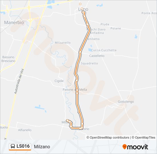 Percorso linea bus LS016