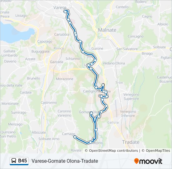 B45 bus Line Map