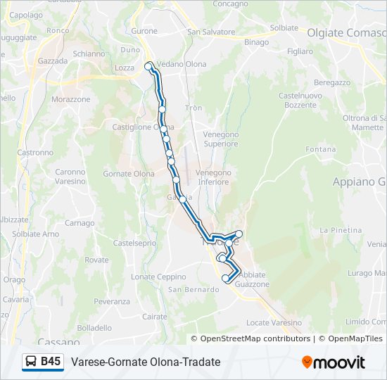 Percorso linea bus B45