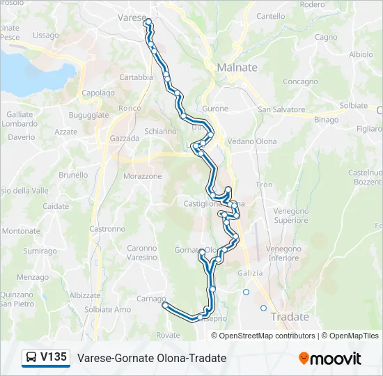 V135 Bus Line Map