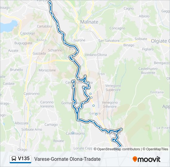 V135 bus Line Map