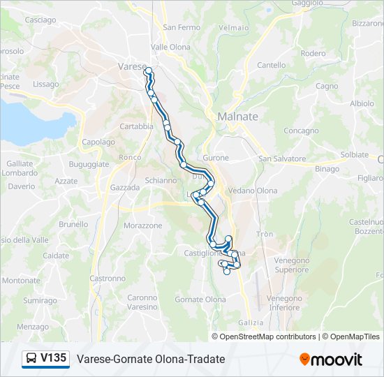 V135 bus Line Map