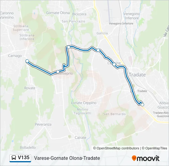 Percorso linea bus V135