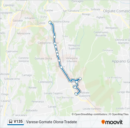 Percorso linea bus V135