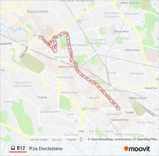 B12 Bus Line Map