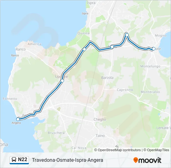 N22 Bus Line Map