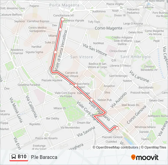 B10 Bus Line Map