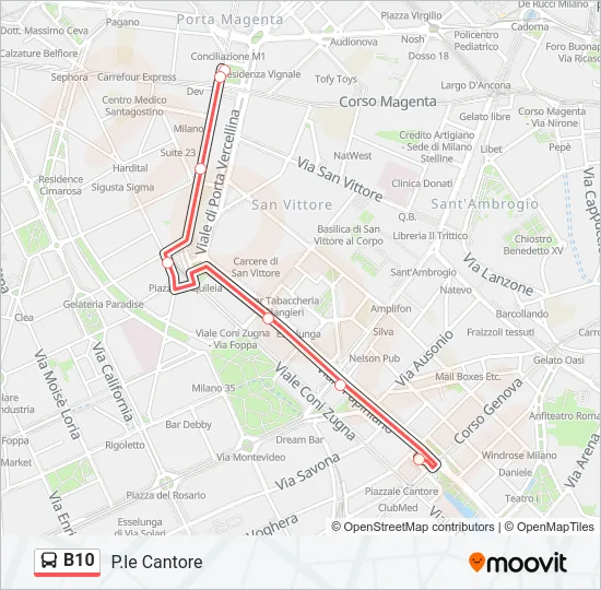 B10 Bus Line Map