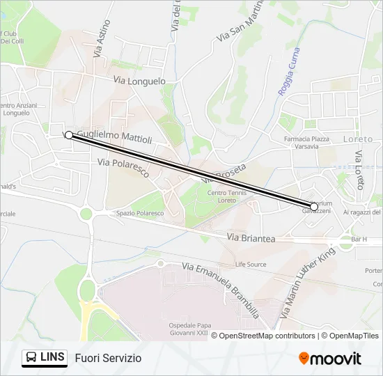 Percorso linea bus LINS