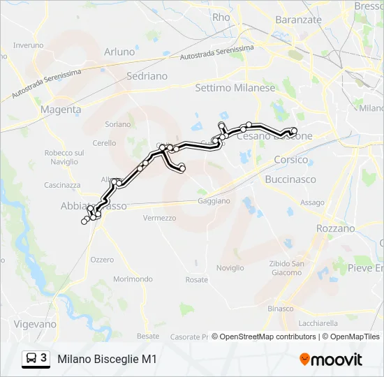 Percorso linea bus 3