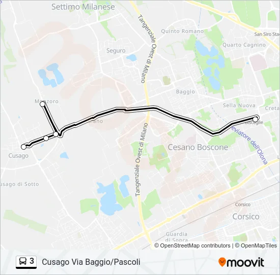Percorso linea bus 3
