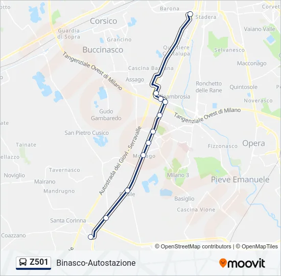 Percorso linea bus Z501