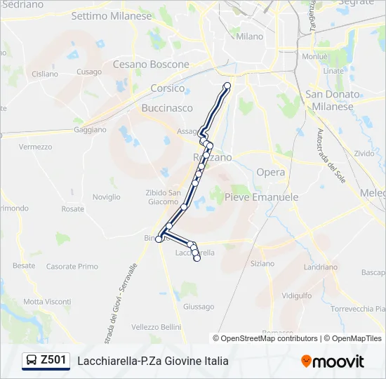 Percorso linea bus Z501