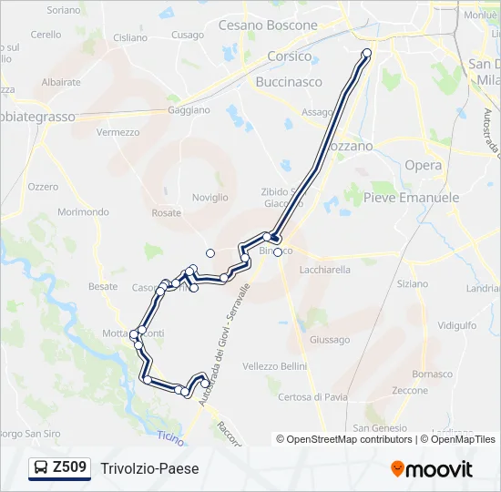 Z509 Bus Line Map