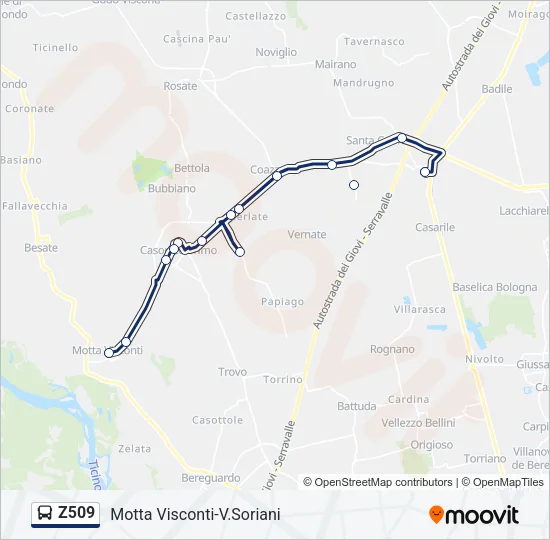 Z509 Bus Line Map