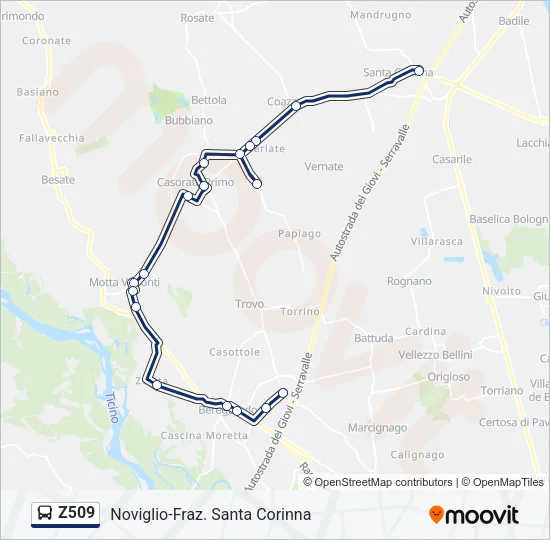 Z509 Bus Line Map