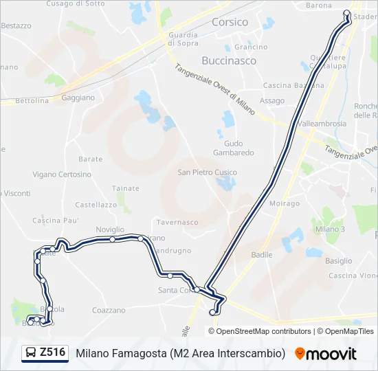 Z516 Bus Line Map