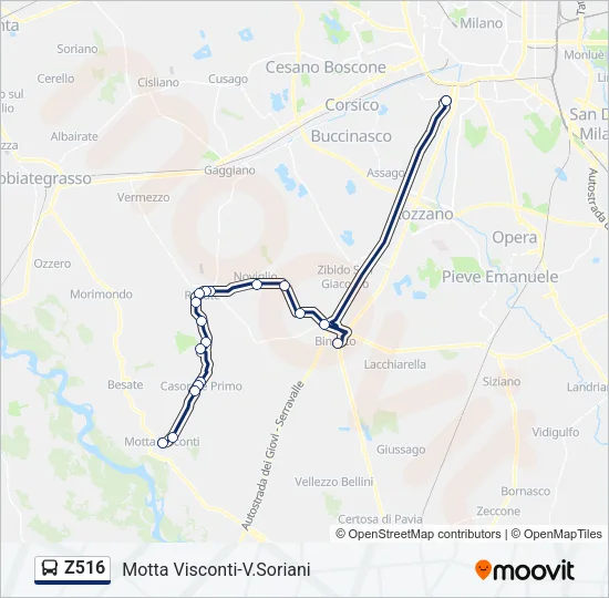Z516 Bus Line Map