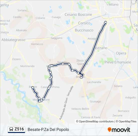 Z516 Bus Line Map