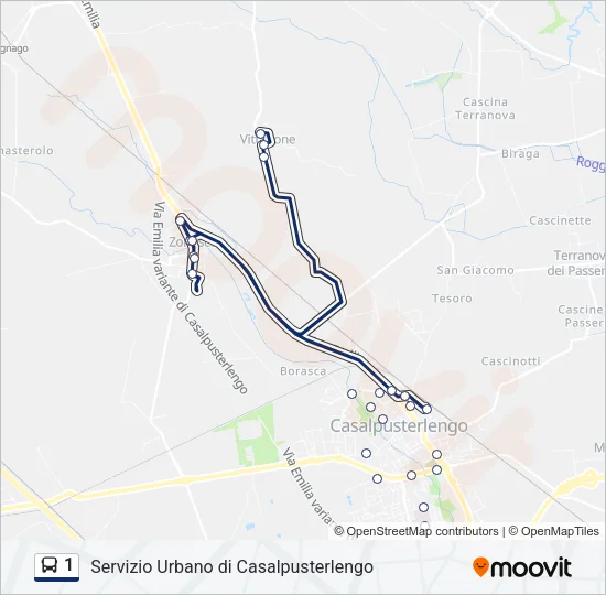 Percorso linea bus 1