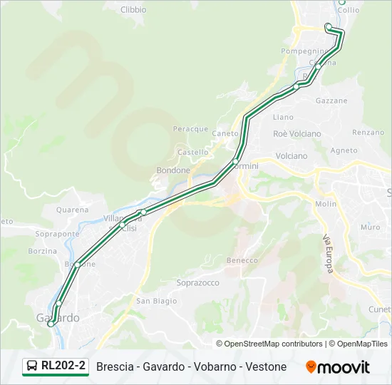 Percorso linea bus RL202-2