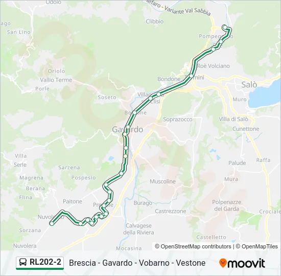 Percorso linea bus RL202-2