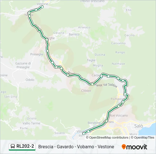 Percorso linea bus RL202-2