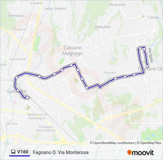 Percorso linea bus V160