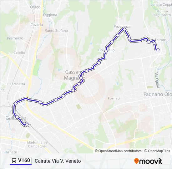 V160 Bus Line Map