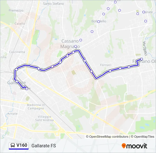 V160 Bus Line Map