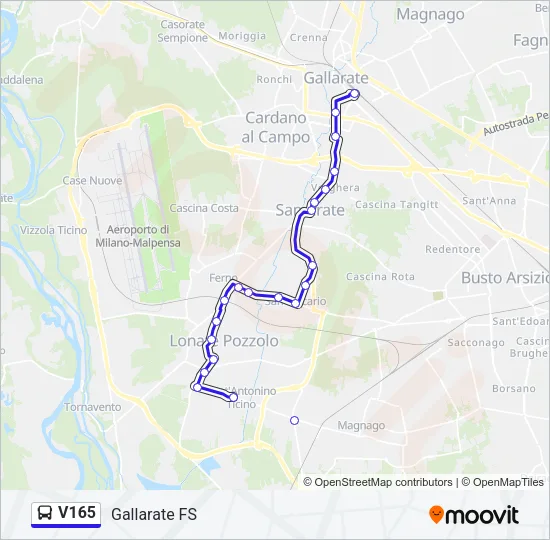 V165 Bus Line Map